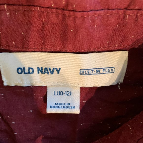 Old Navy Boys Size L Dark Red Button Down Shirt - Picture 3 of 3
